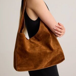 NWOT QUINCE Italian Suede Slouchy Shoulder Bag Whiskey 9667